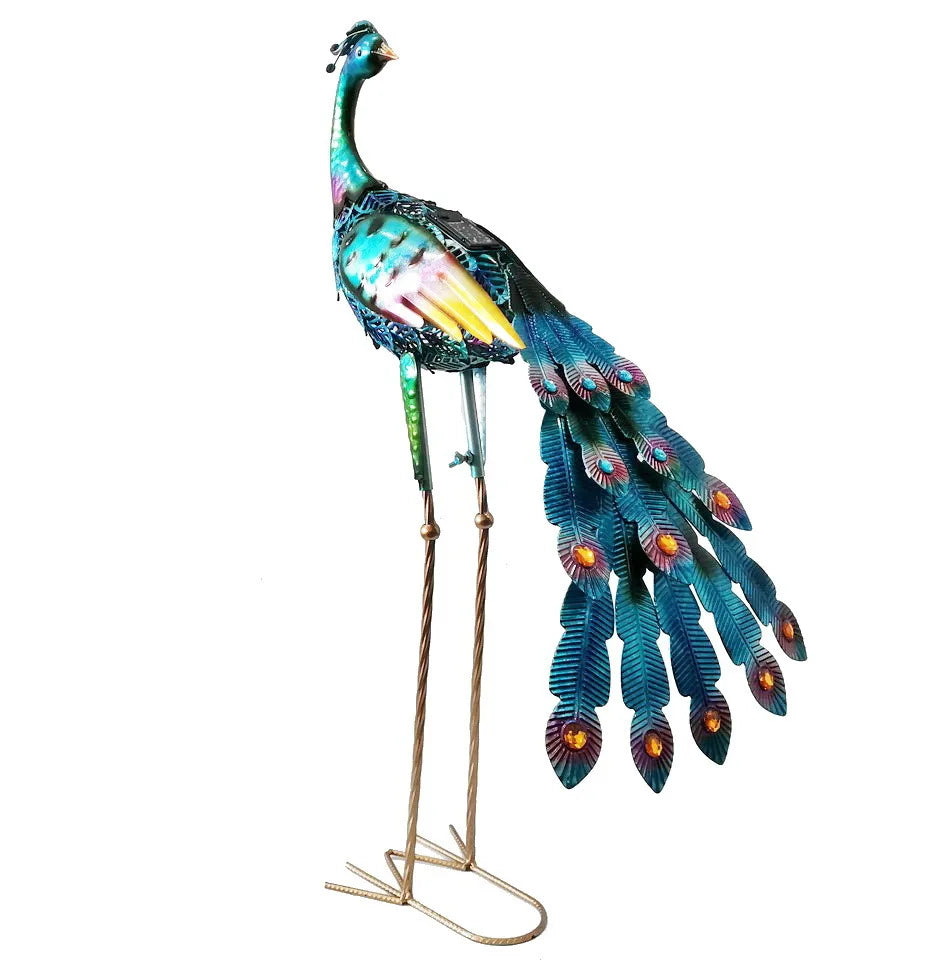 Solar Lights Peacock Statues Garden Decoration Outdoor