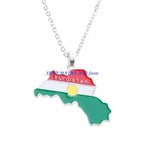 Kurdistan Map Flag Pendant Necklace, Keychain