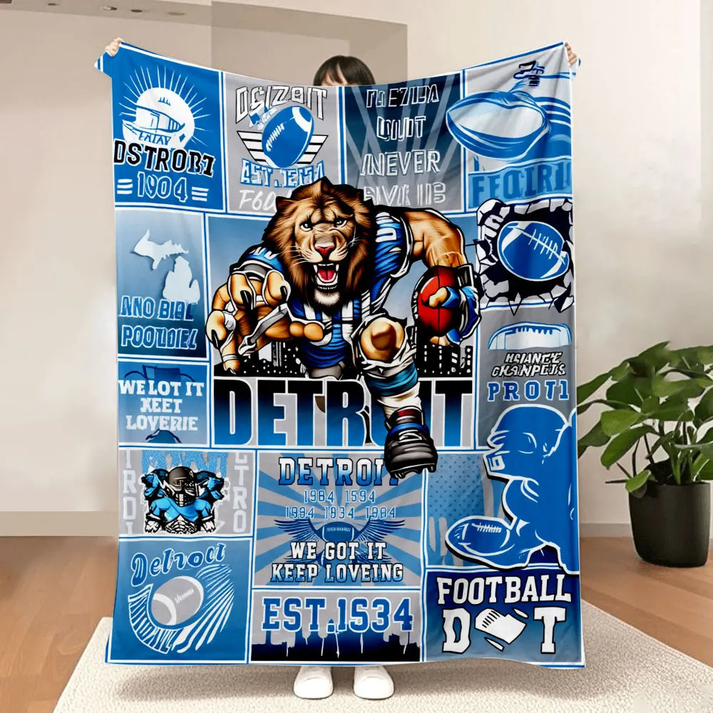Detroit Football Legacy Collage Blanket -