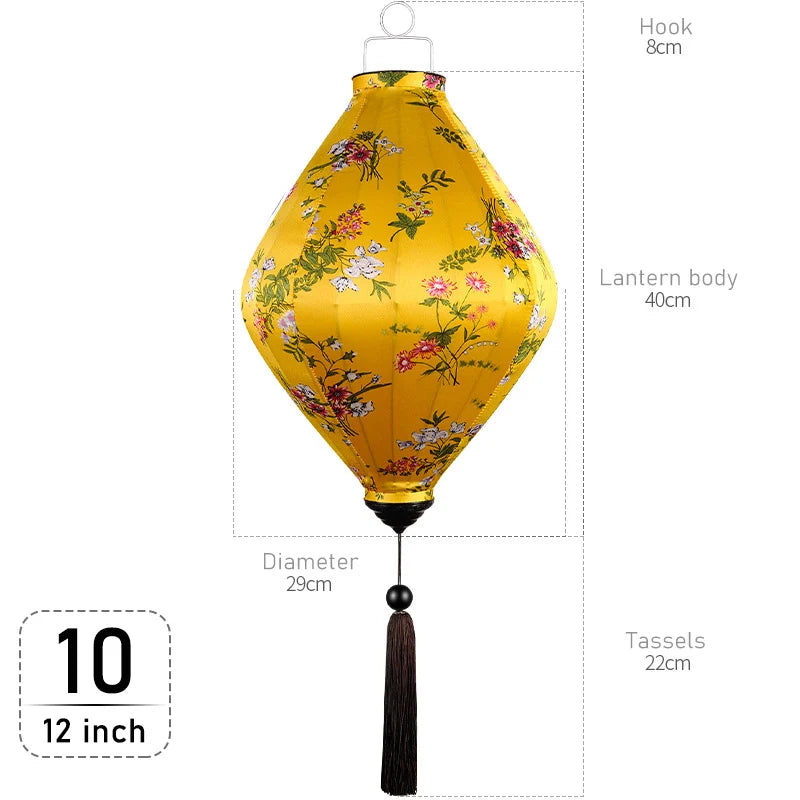 Chinese Floral Pattern Silk Lantern