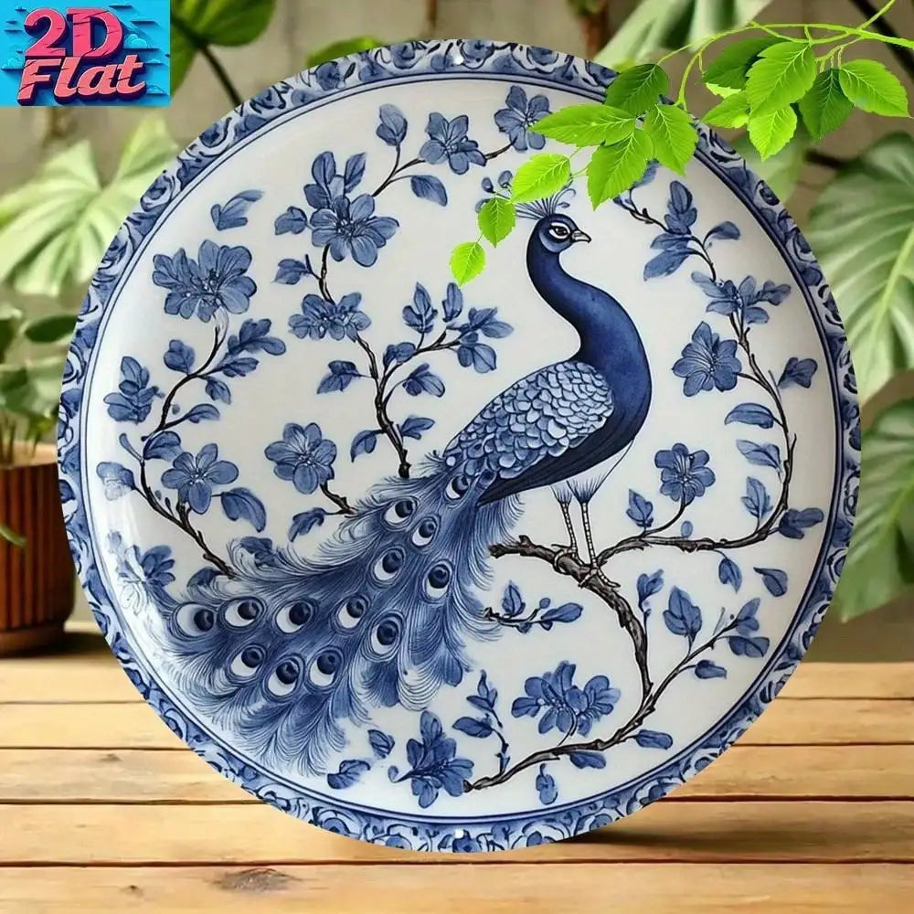 Blue White Peacock Wall Art