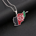 Afghanistan Map Flag Pendant Necklace