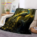 Cute Dream Birds Parrot Peacock Cartoon Soft Flannel Blanket