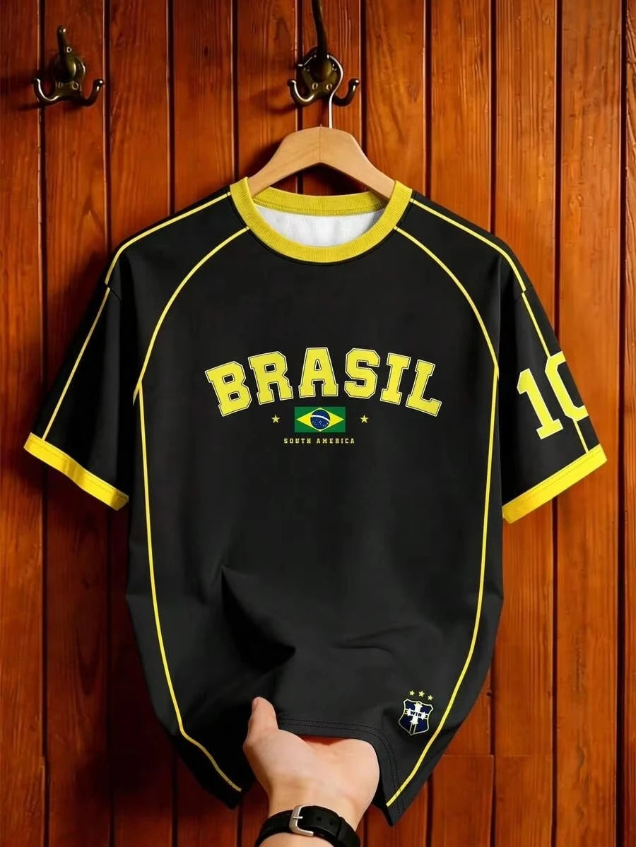 Brazil Football Jersey Retro Print Tee