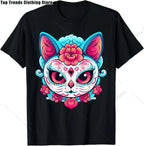Cute Sugar Skull Cat Dia De Los Muertos Day of The Dead T-Shirt Mexican