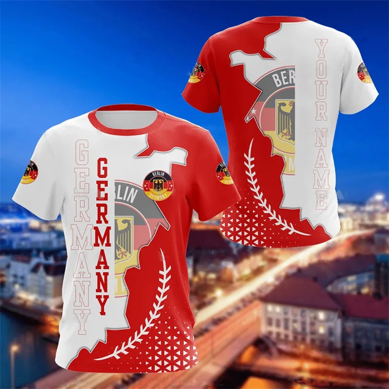 Men's German flag pattern short-sleeved shirt