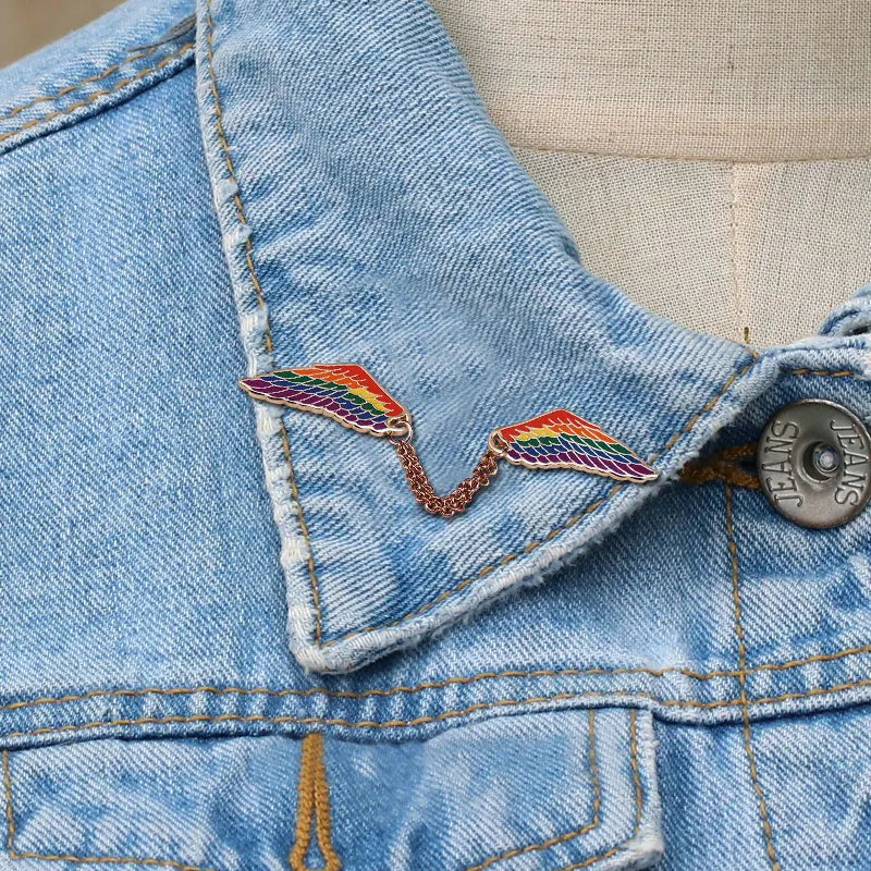 Rainbow wings LGBT Pride badge