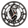 USA Flag American Eagle Wooden Wall Clock with LED Backlight