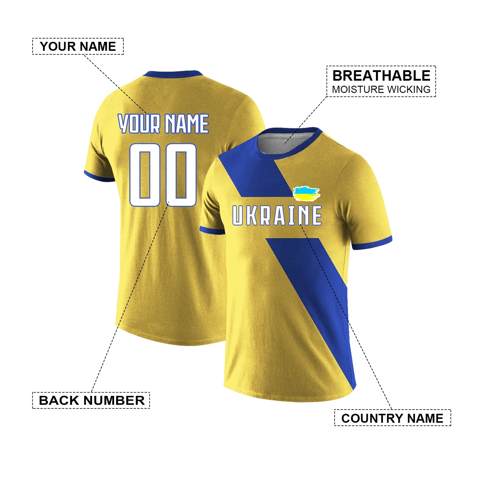 Custom Ukraine National Team Soccer T-shirt