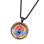 Yazidi Melek Taus Peacock Glass Pendant Necklace