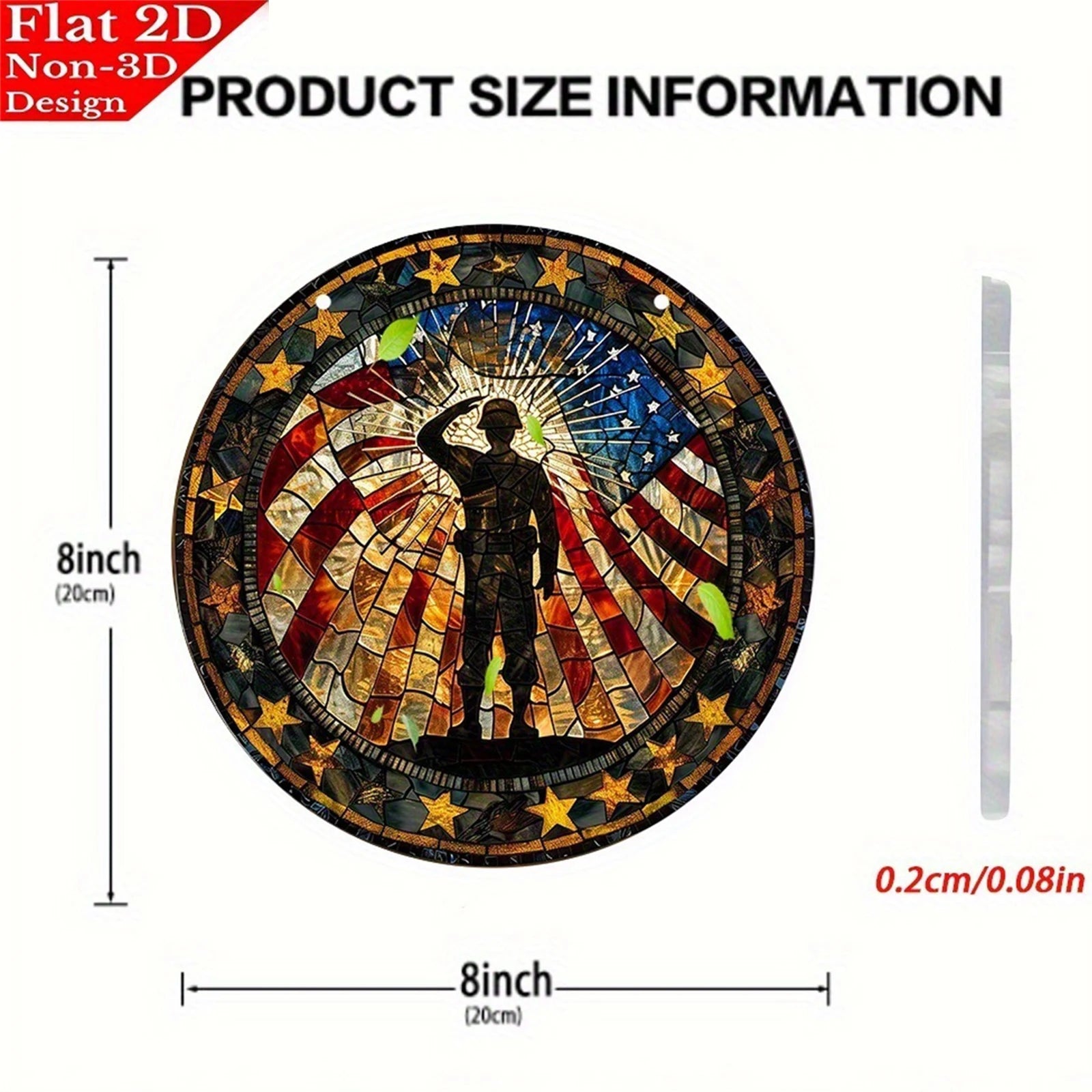 USA Flag Suncatcher Patriotic 2D Flat Soldier