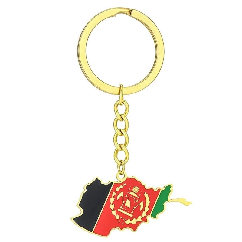 Afghanistan Flag Keychain Country Map