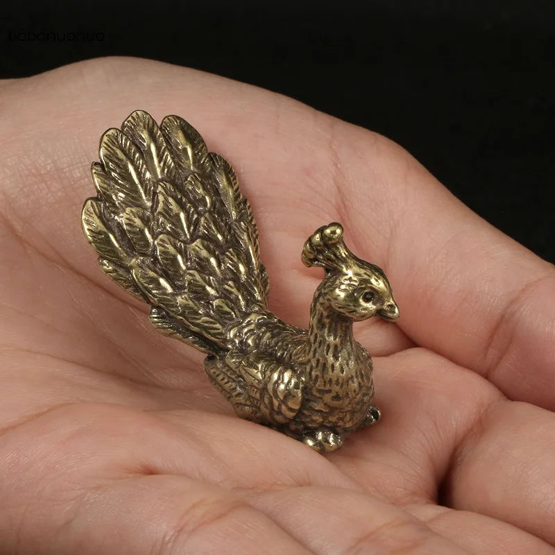 Vintage Antique Peacock Small Statue Ornament