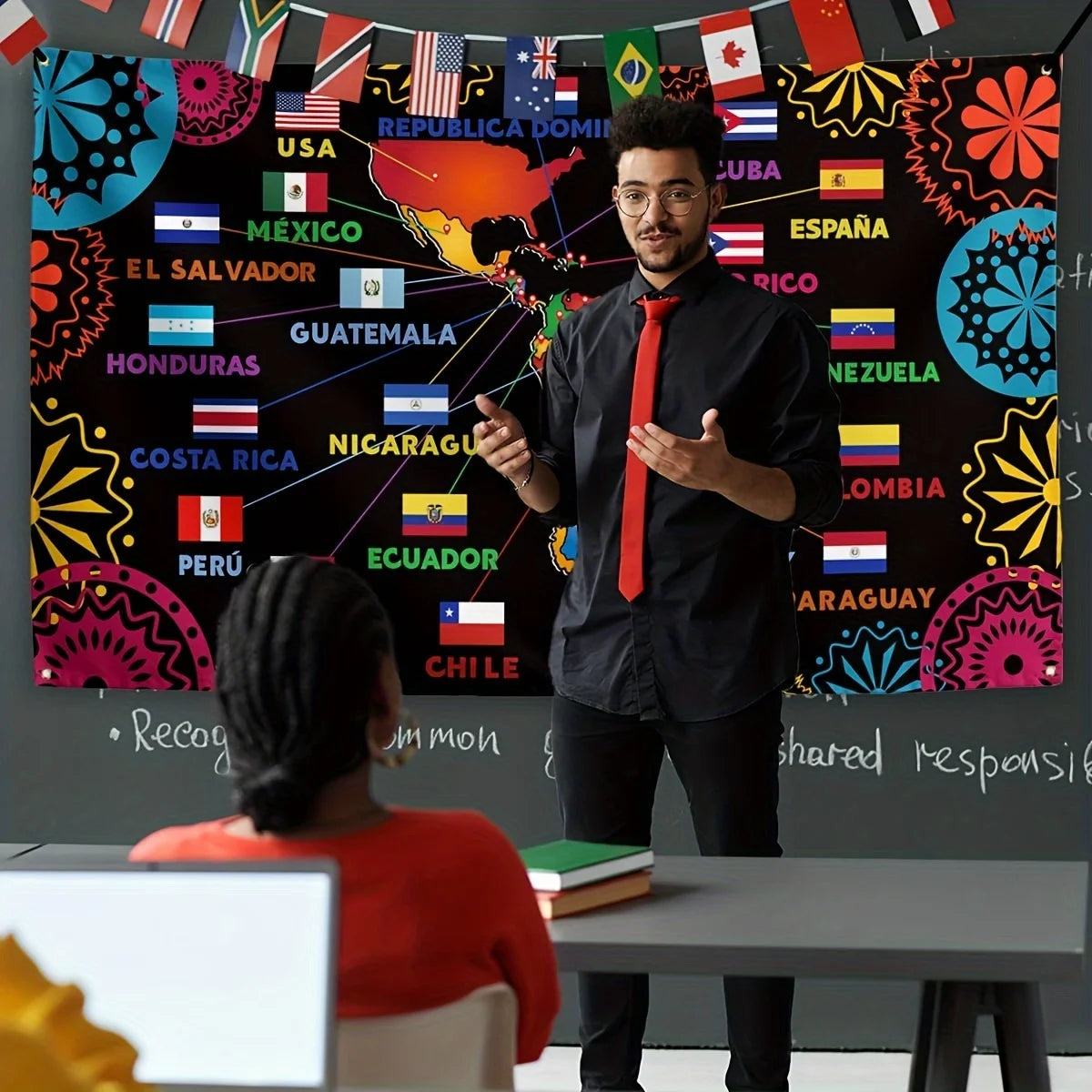 2D Flat Hispanic Heritage Month Backdrop Flag