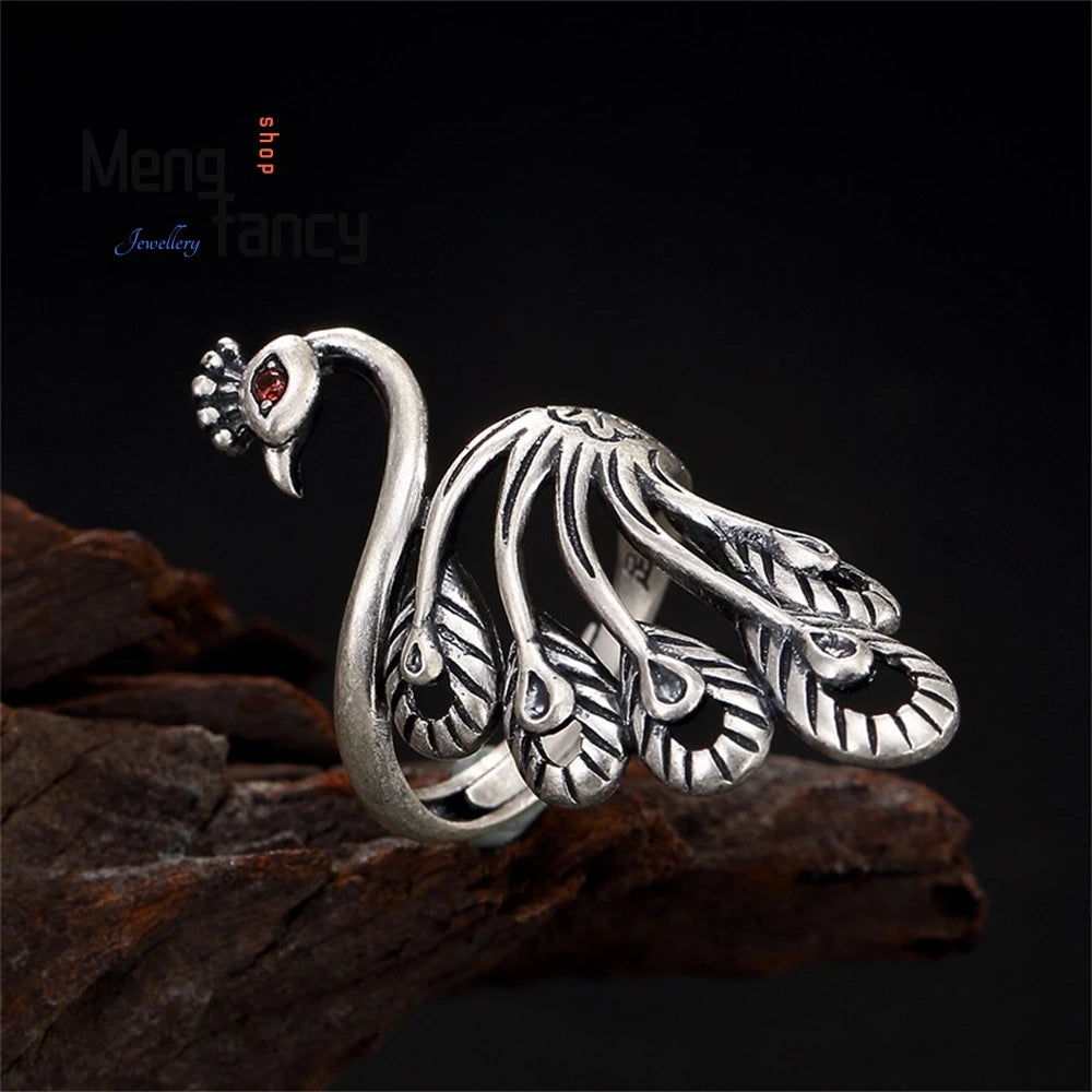 Peacock Ring, Women's Long Ring,