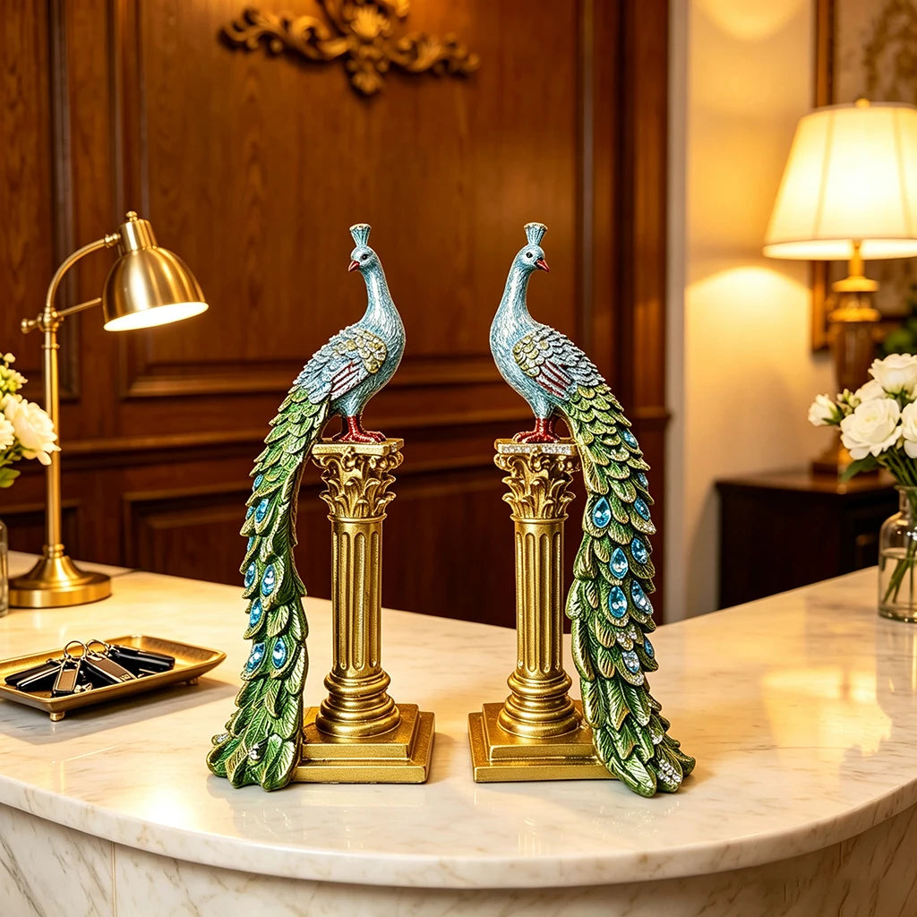 Luxury Couple Peacock Statue Sculpture