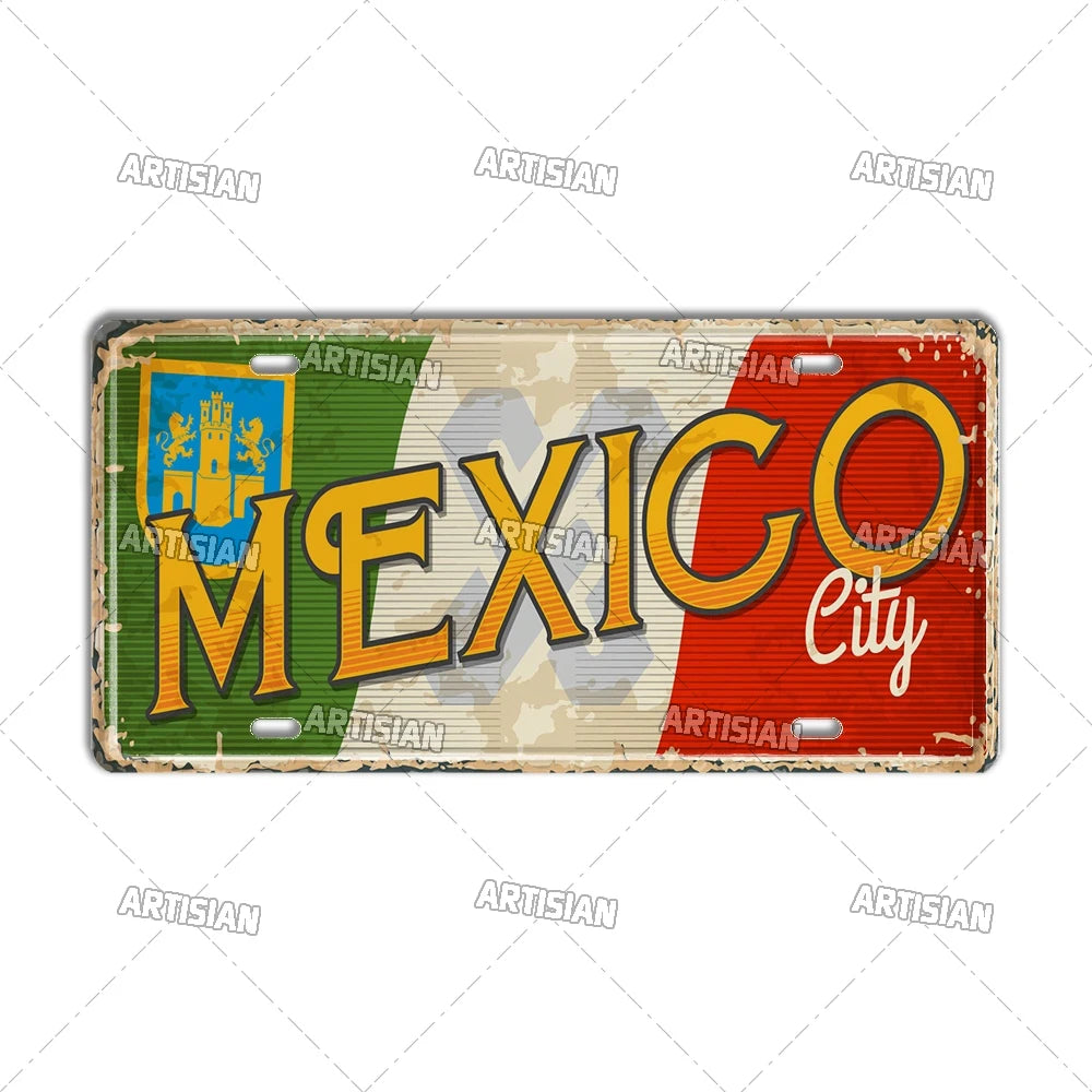 Artisian MEXICO License Plate