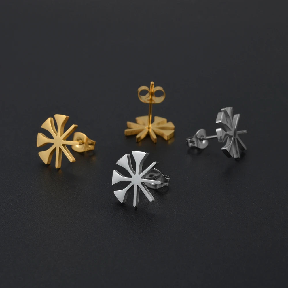 Yezidi Lalish Peacock Stud Earrings Stainless Steel