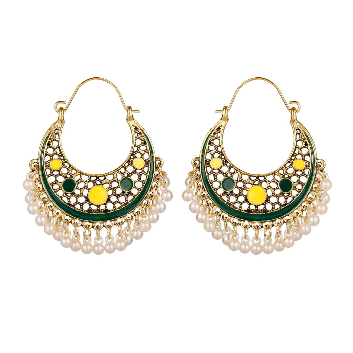 Boho Gold Color Beads Tassel Earring