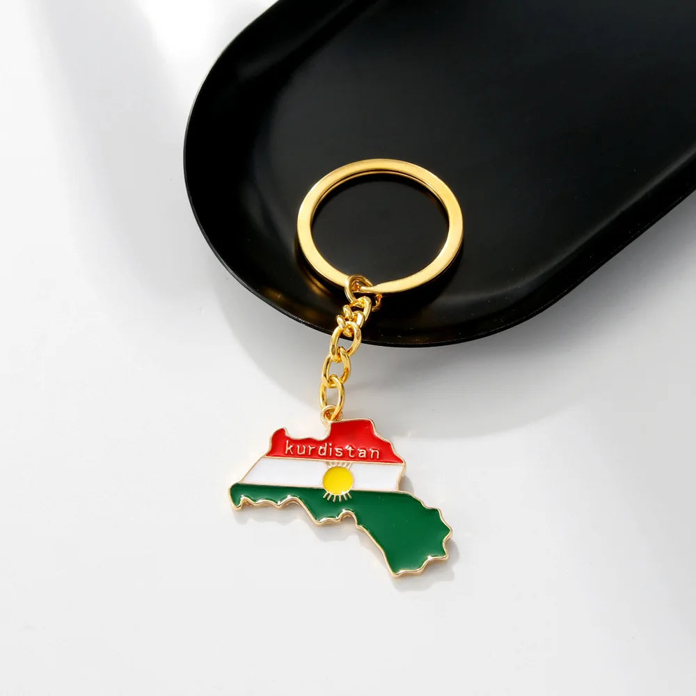 Kurdistan Flag Keychain Stainless Steel