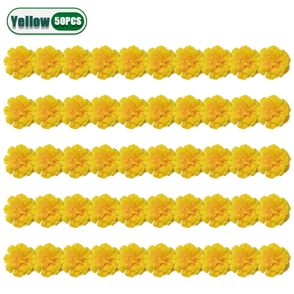 2.17 Inch Marigold Artificial Flowers Day of The Dead, Halloween and Diwali Party Home Outdoor Decoration