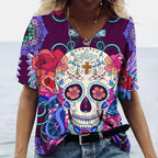 Skulls T-shirt Women's Short Sleeve, Day of the Dead