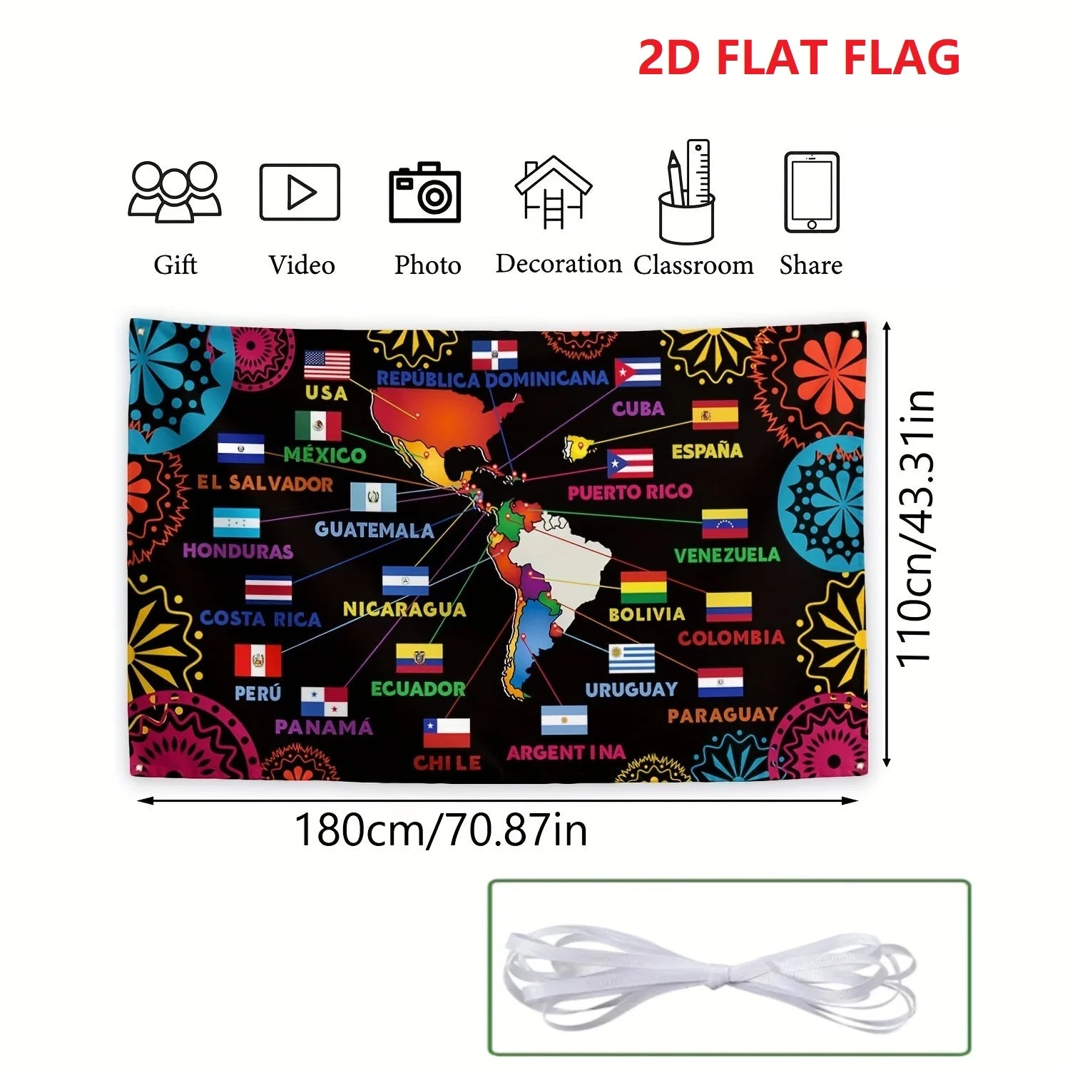 2D Flat Hispanic Heritage Month Backdrop Flag