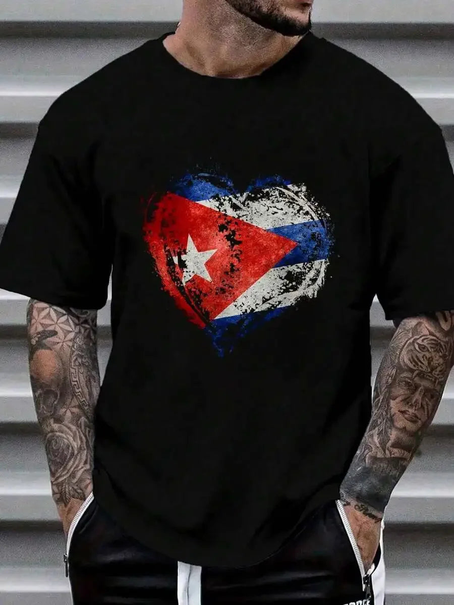 Hispanic Heritage Month Flag Heartbeat Cuban Heart T-Shirt
