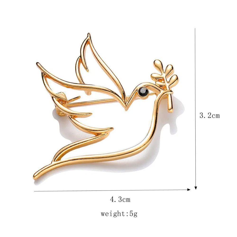 Simple Hollow Olive Branch Peace Dove