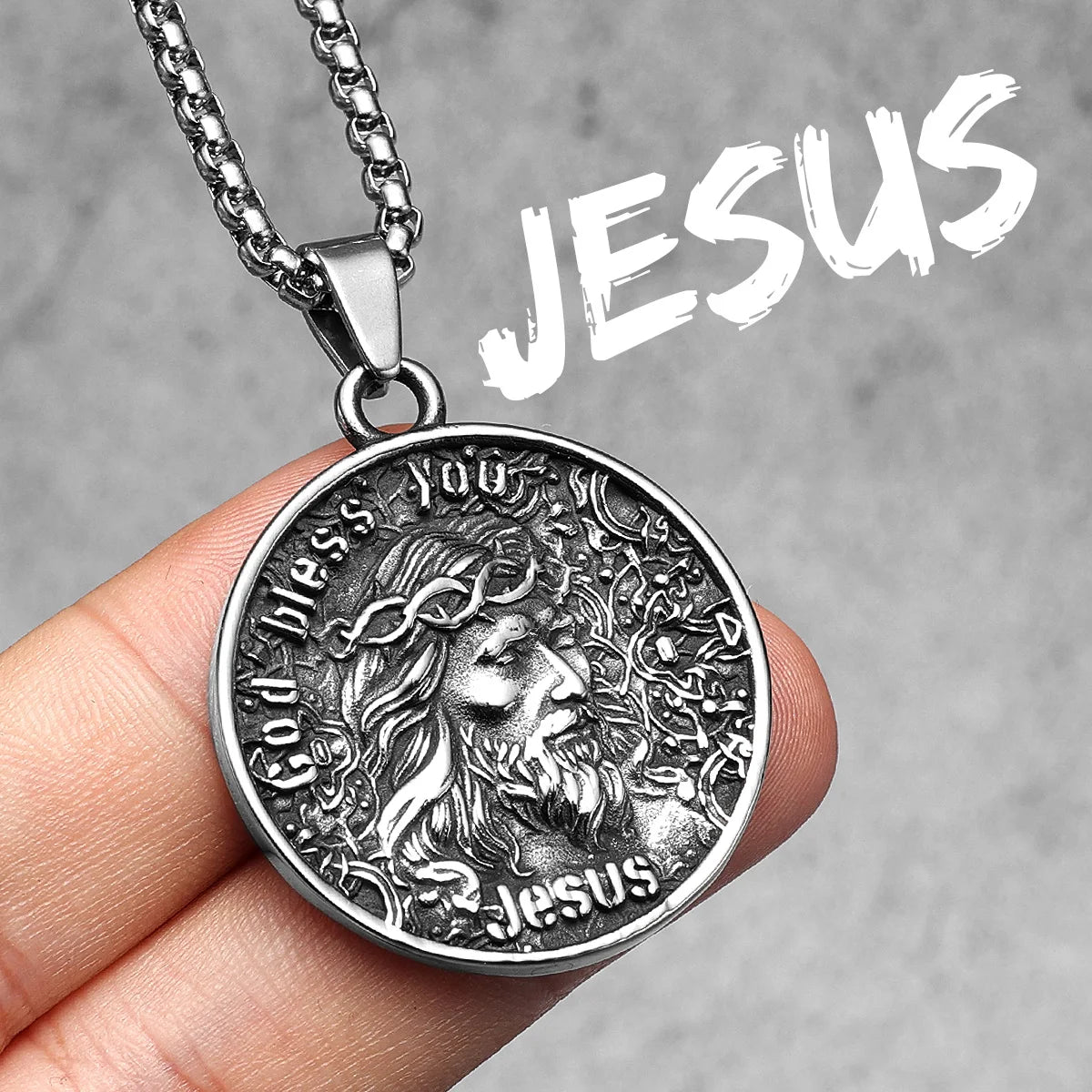 Jesus Heart Cross Necklaces Pendant Chain