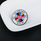 You Are Safe With Me Rainbow Glitter Heart Enamel Pin LGBTQ