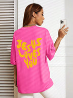 Jesus Loves Me Letter Female Cotton T-Shirts