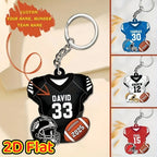 Personalized 2D Flat American Football Keychain
