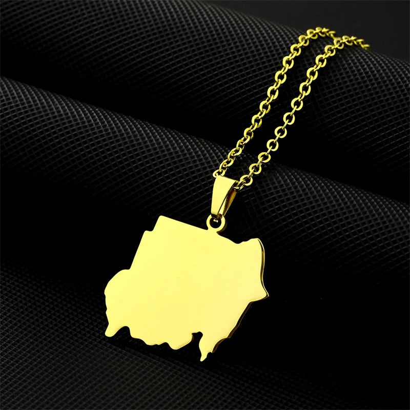 Republic of South Sudan Map Flag Pendant Necklaces
