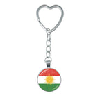 Kurdistan Flag Glass Pendant Keychain Jewelry Charm Bag Souvenir Key Ring