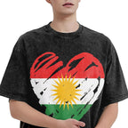 تيشيرت رجالي ونسائي أنا أحب كردستان بتصميم عتيق مغسول 100% قطن ملابس مضحكة بأكمام قصيرة ورقبة مستديرة مقاس 6XL