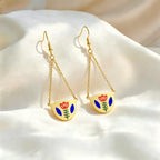 Enamel Flower Drop Earrings