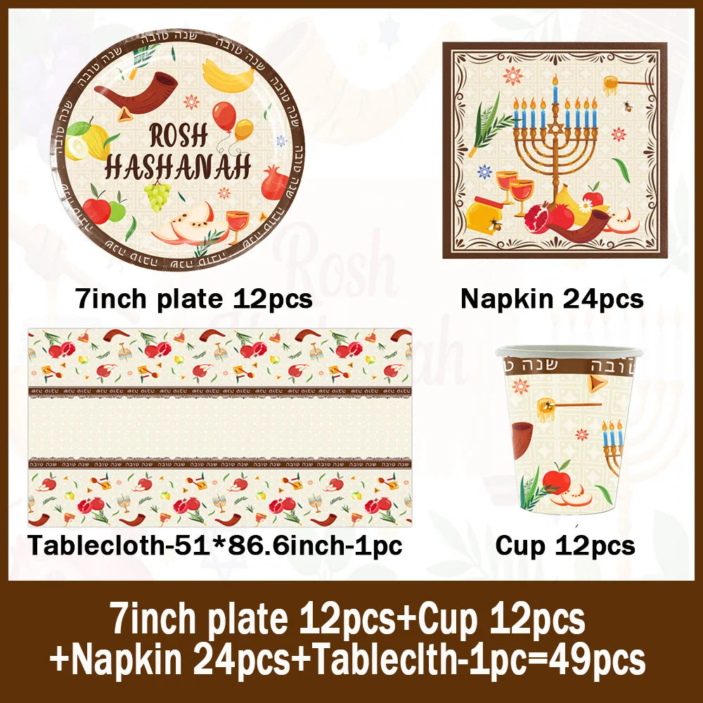 Jewish New Year Party Supplies Rosh Hashanah Tableware