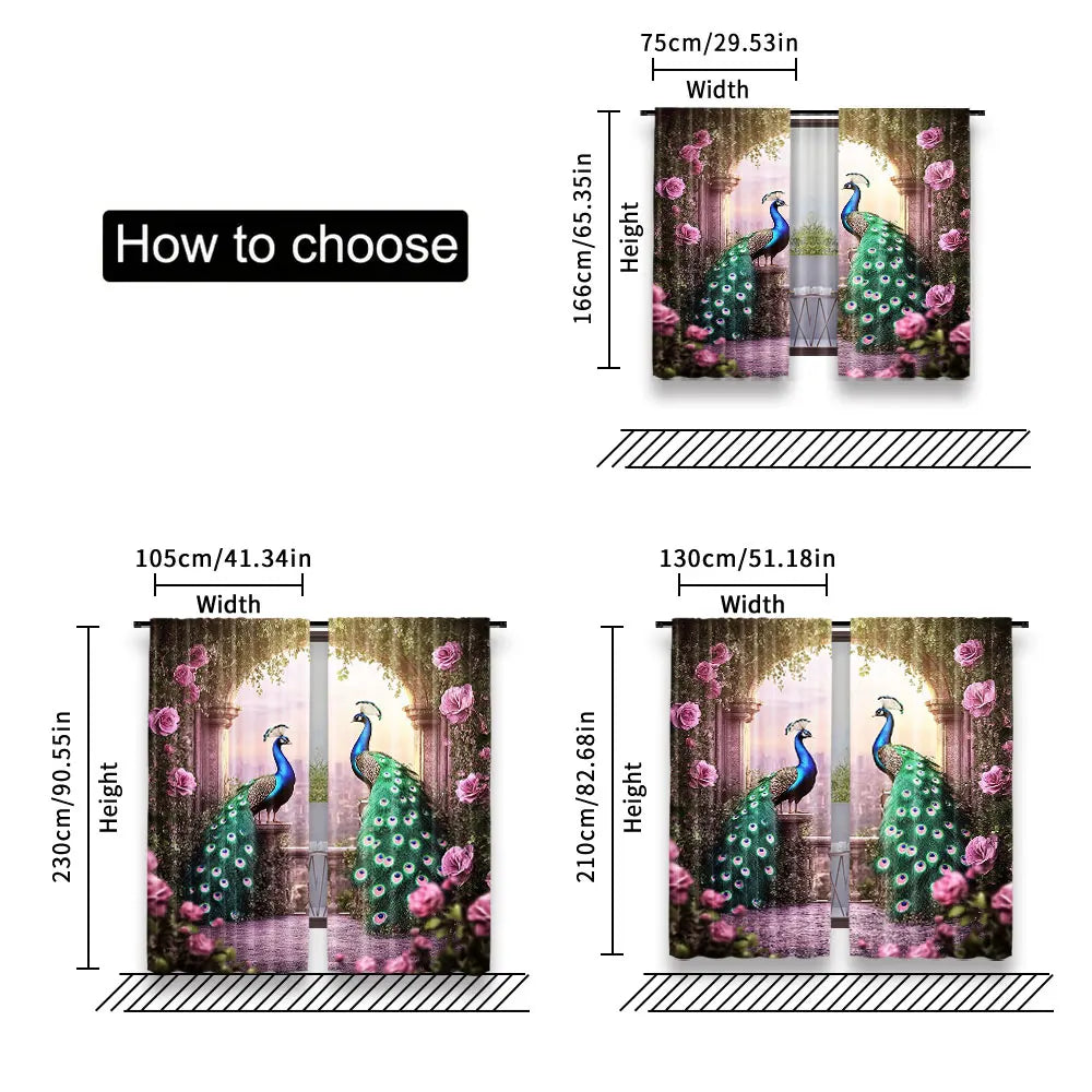 Retro Peacock Curtains