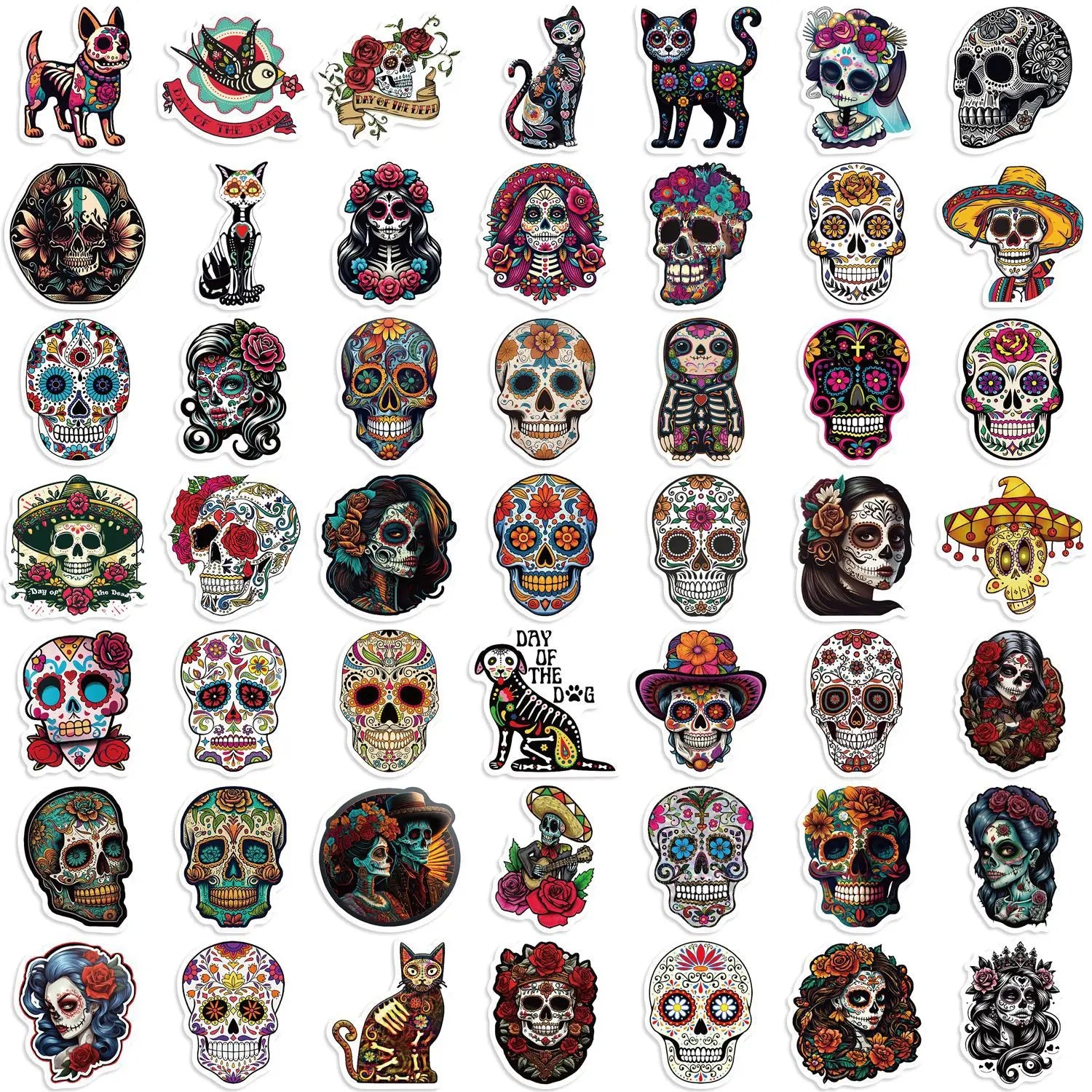 10/30/50PCS Day of the Dead Stickers Skull