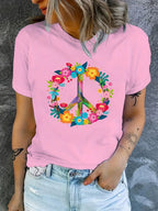 Peace Love Hippie Women's Casual Short Sleeve T-Shirt