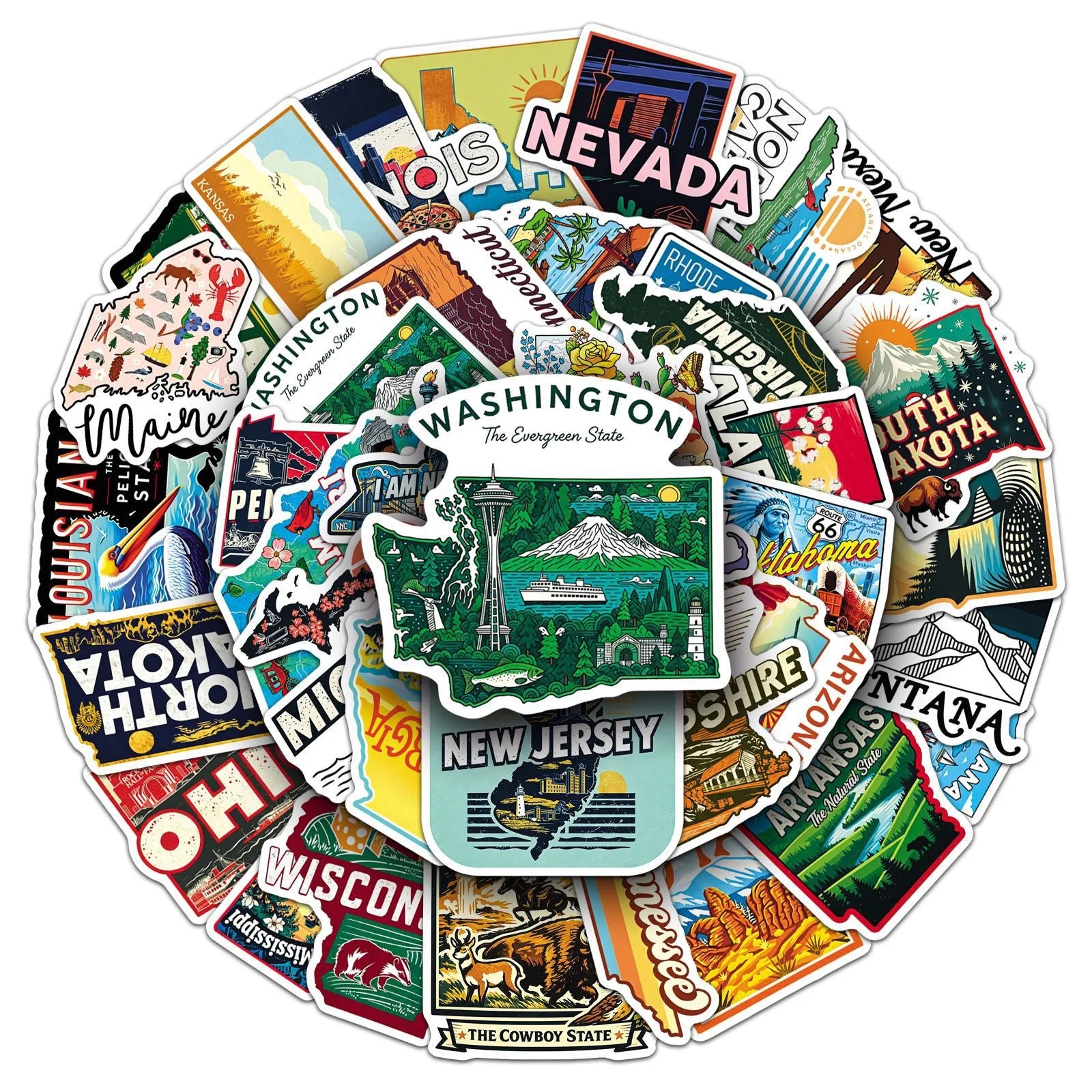 United States Travel City Map Stickers