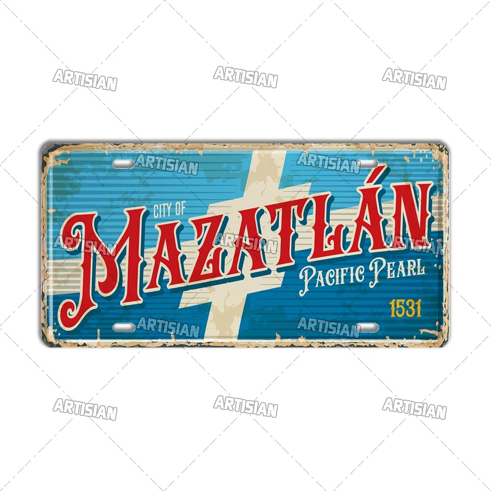 Artisian MEXICO License Plate