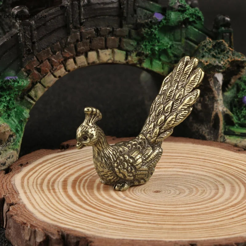 Vintage Antique Peacock Small Statue Ornament