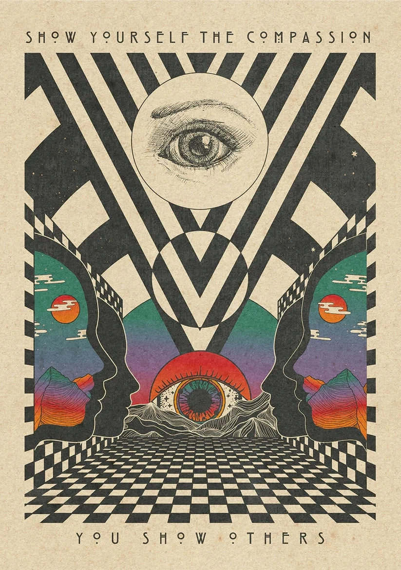 Bohemian Psychedelic 70s Poster Wall Art Canvas