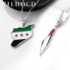 Stainless Steel Map of Syria Pendant Necklace