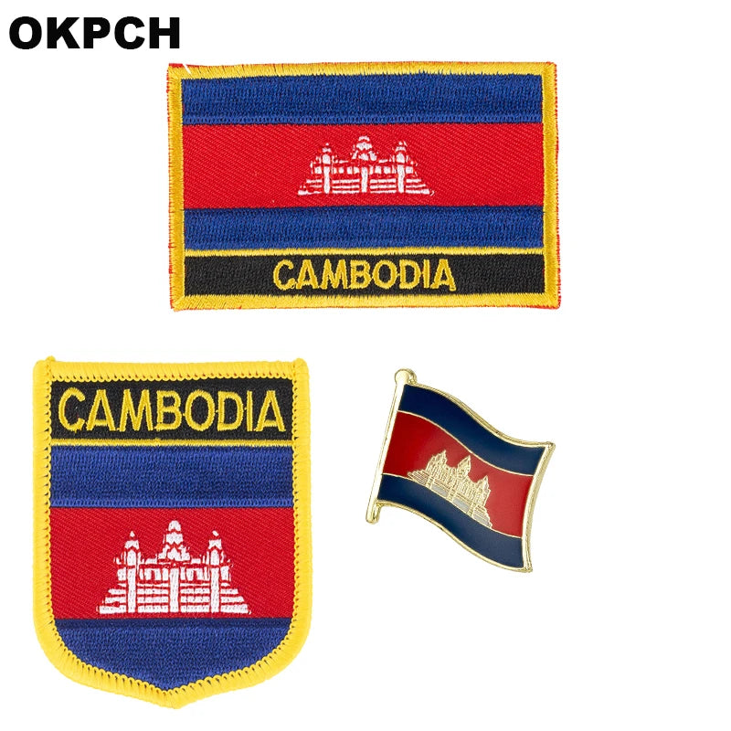 Cambodia National Flag Embroidered  Patches