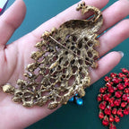 Vintage Crystal Peacock Brooch