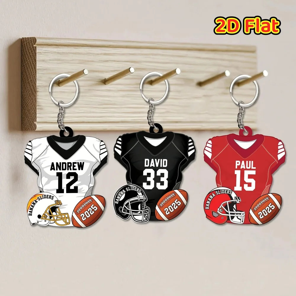 Personalized 2D Flat American Football Keychain