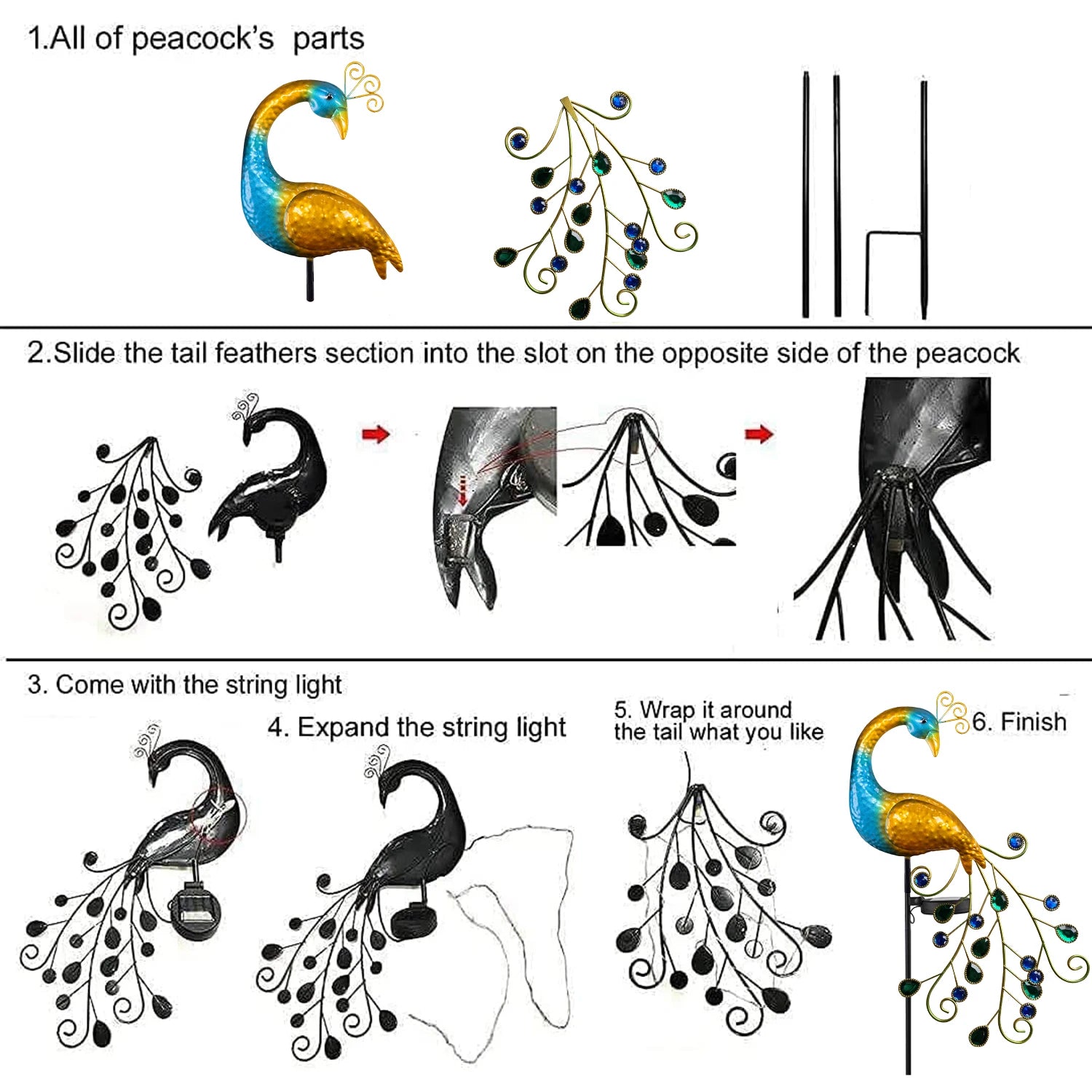 Peacock Shaped Solar Garden Lamp